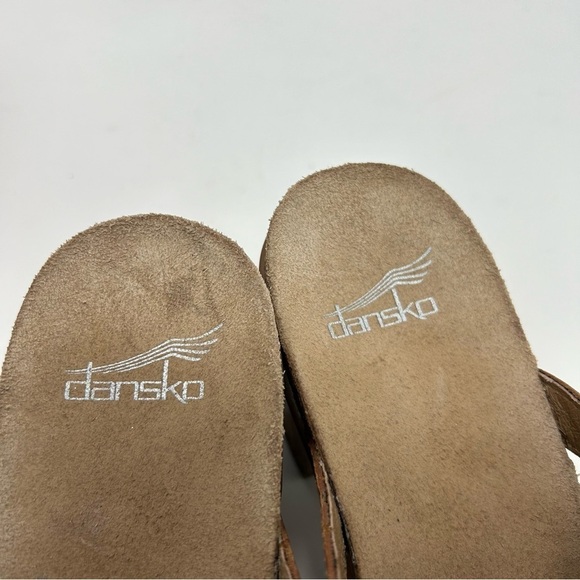 Dansko Dina Brown Woven Leather Strappy Slip On Heeled Sandals Size 39 - Picture 11 of 12